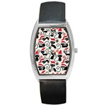 Cute Christmas Seamless Pattern Vector Barrel Style Metal Watch
