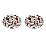 Cute Christmas Seamless Pattern Vector Cufflinks (Oval)
