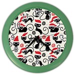 Cute Christmas Seamless Pattern Vector Color Wall Clock