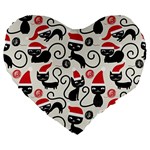 Cute Christmas Seamless Pattern Vector Large 19  Premium Heart Shape Cushions