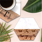 Cute Christmas Seamless Pattern Vector Marble Wood Coaster (Hexagon) 