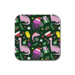 Colorful Funny Christmas Pattern Rubber Coaster (Square)