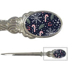 Holiday Seamless Pattern With Christmas Candies Snoflakes Fir Branches Berries Letter Opener