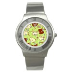 Cute Hand Drawn Cat Seamless Pattern Stainless Steel Watch