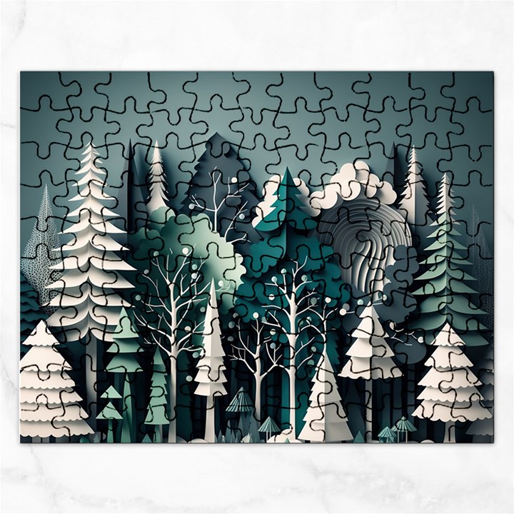 Forest Papercraft Trees Background Rectangular Jigsaw Puzzl