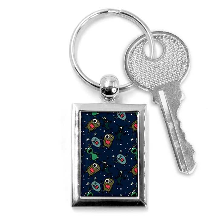 Monster-alien-pattern-seamless-background Key Chain (Rectangle)