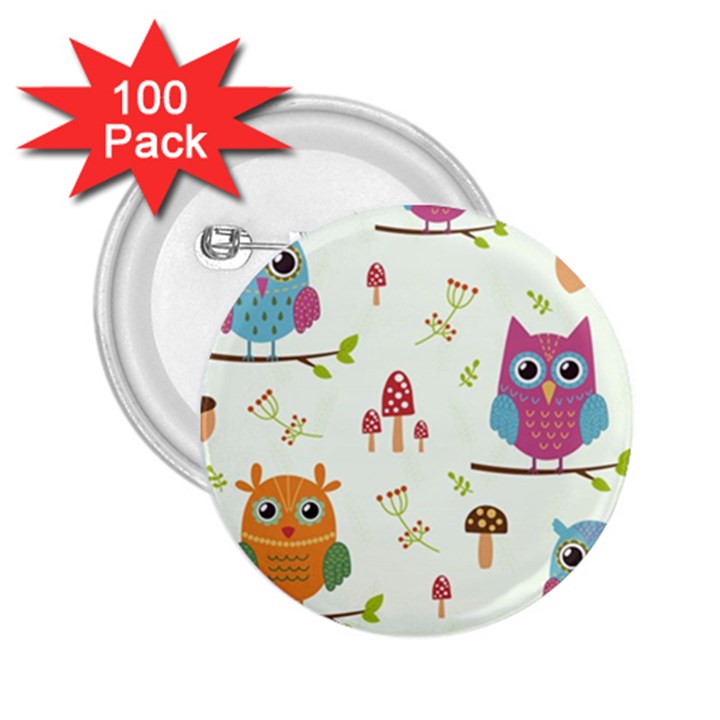 Forest-seamless-pattern-with-cute-owls 2.25  Buttons (100 pack) 
