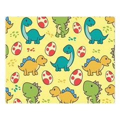 Seamless Pattern With Cute Dinosaurs Character Premium Plush Fleece Blanket (large)