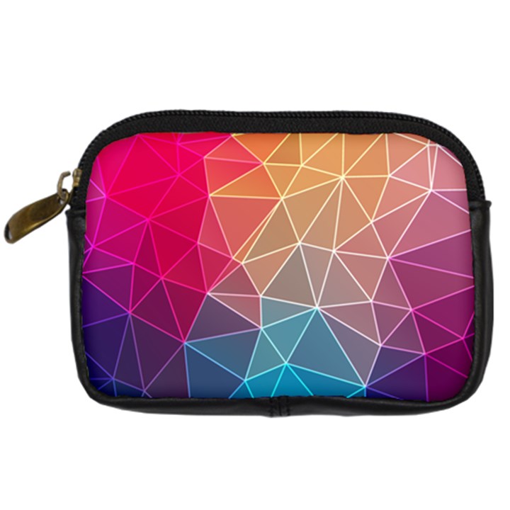 Multicolored Geometric Origami Idea Pattern Digital Camera Leather Case
