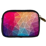 Multicolored Geometric Origami Idea Pattern Digital Camera Leather Case Back