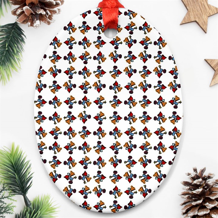 Mixed Abstract Colors Pattern Oval Ornament (Two Sides)