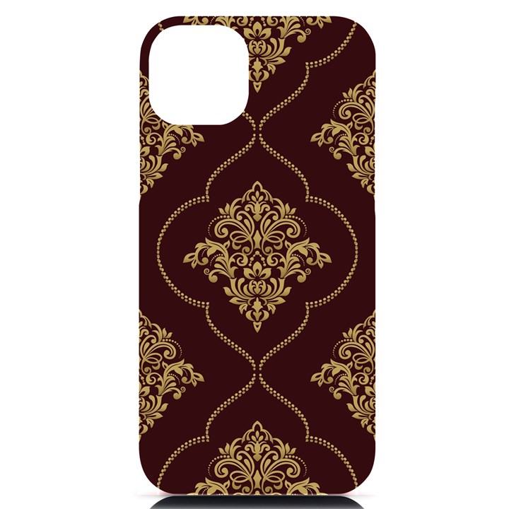 Vector Gold Ornament Pattern Seamless Damask iPhone 14 Plus Black UV Print Case
