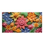 Flower Bloom Embossed Pattern Satin Shawl 45  x 80 