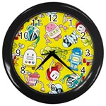 Robot Pattern Lego Wall Clock (Black)