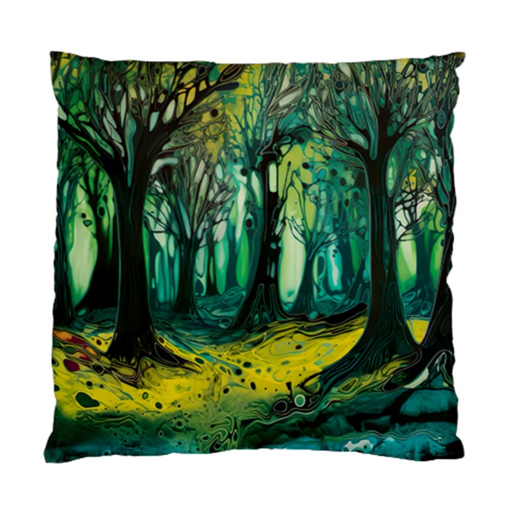 Ai Generated Trees Forest Mystical Forest Nature Art Standard Cushion Case (Two Sides)