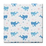 Seamless-pattern-with-cute-sharks-hearts Tile Coaster