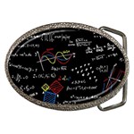 Black Background With Text Overlay Mathematics Formula Board Belt Buckles