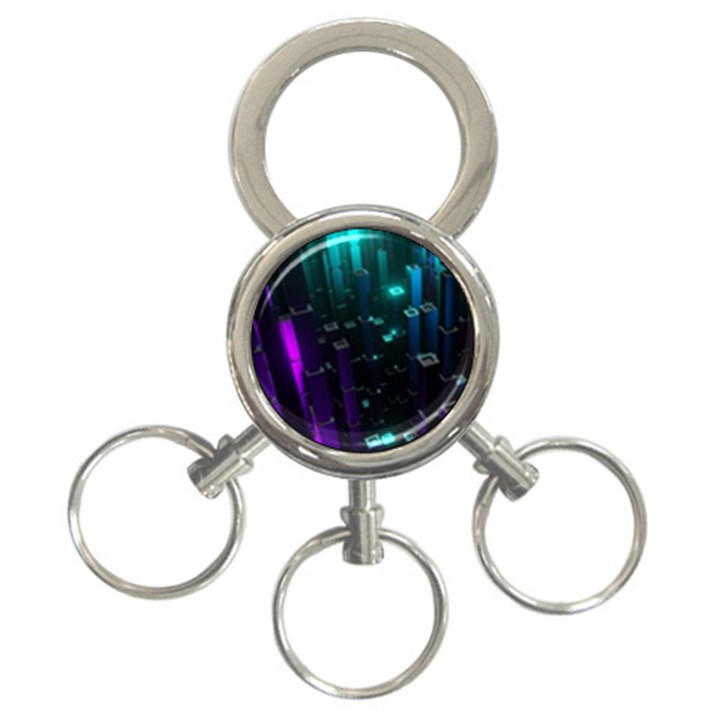 Abstract Building City 3d 3-Ring Key Chain
