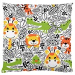 Seamless Pattern With Wildlife Cartoon Standard Premium Plush Fleece Cushion Case (Two Sides)