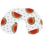 Seamless Background Pattern with Watermelon Slices Travel Neck Pillow Back