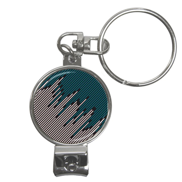 Abstract Diagonal Striped Lines Pattern Nail Clippers Key Chain