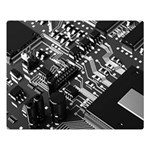 Black And Gray Circuit Board Computer Microchip Digital Art Premium Plush Fleece Blanket (Large)