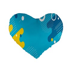Blue Yellow Abstraction, Creative Backgroun Standard 16  Premium Heart Shape Cushions