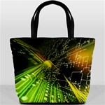 Machine Technology Circuit Electronic Computer Technics Detail Psychedelic Abstract Pattern Bucket Bag Back