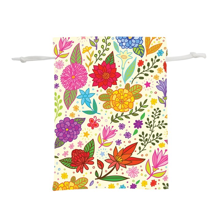 Colorful Flower Abstract Pattern Lightweight Drawstring Pouch (L)