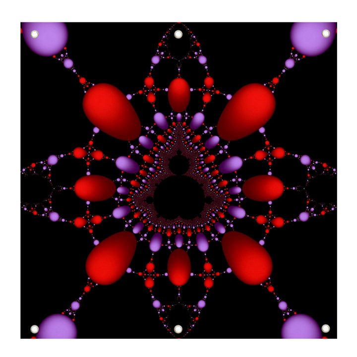 Fractal Red Violet Symmetric Spheres On Black Banner and Sign 4  x 4 