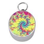 Fractal Spiral Abstract Background Mini Silver Compasses