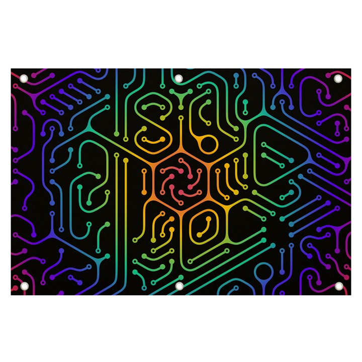 Circuit Hexagonal Geometric Pattern Background Pattern Banner and Sign 6  x 4 