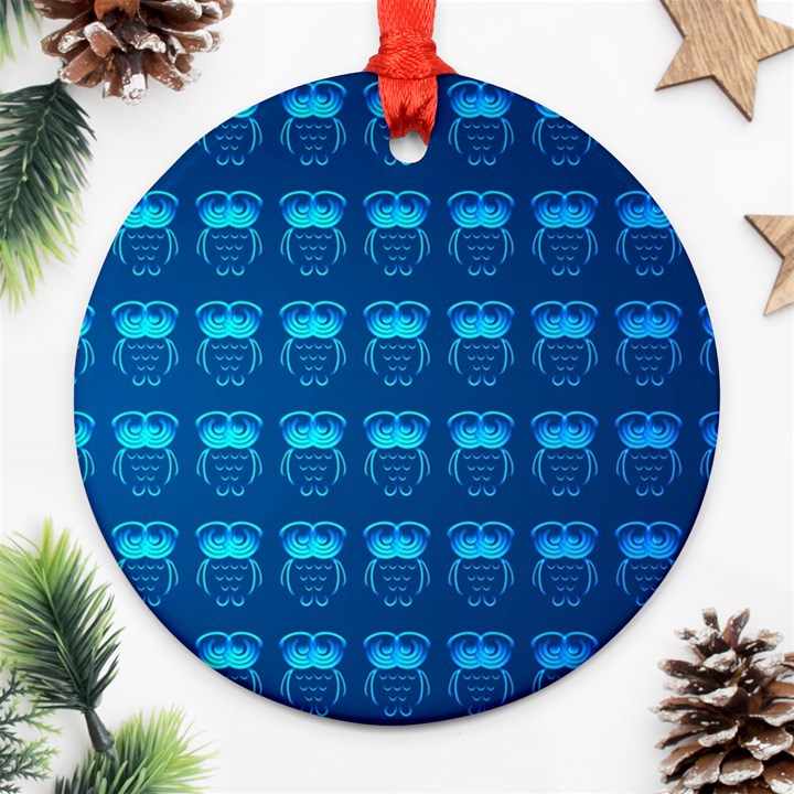 Bird Pattern Owl Drawing Round Ornament (Two Sides)