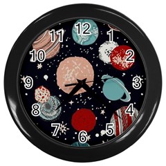 Space Galaxy Pattern Wall Clock (black)