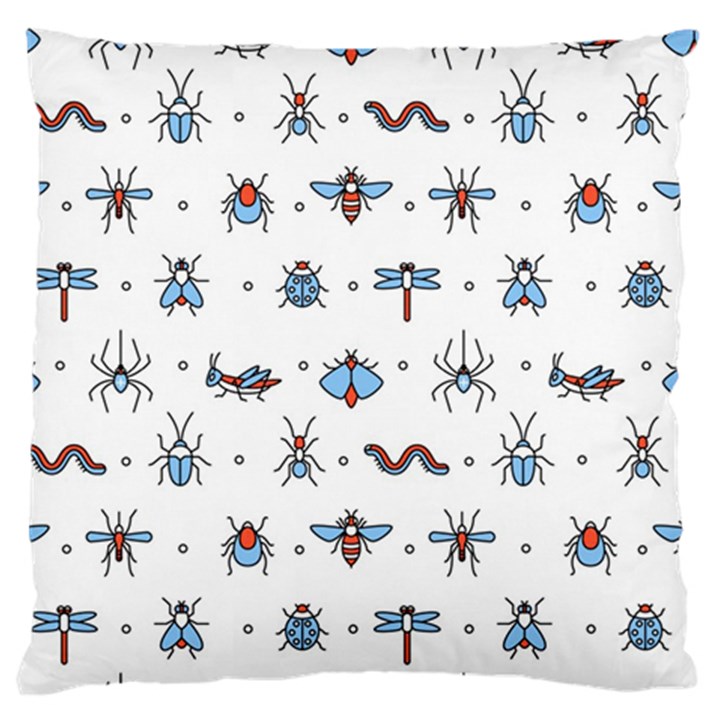 Insects Icons Square Seamless Pattern Large Premium Plush Fleece Cushion Case (Two Sides)