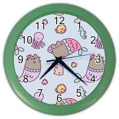 Pusheen Cat Cute Color Wall Clock