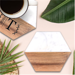 Background Marble Set Marble Wood Coaster (Hexagon) 