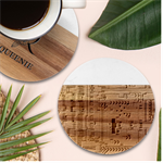 Arcade Game Retro Pattern Marble Wood Coaster (Round)