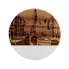 London England Bridge Europe Buildings Architecture Vintage Retro Town City Marble Wood Coaster (round)