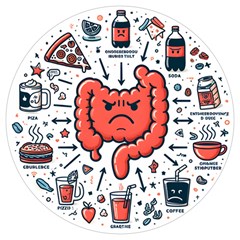 Health Gut Health Intestines Colon Body Liver Human Lung Junk Food Pizza Round Trivet