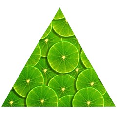 Lime Textures Macro, Tropical Fruits, Citrus Fruits, Green Lemon Texture Wooden Puzzle Triangle