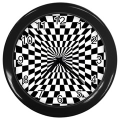 Optical Illusion Chessboard Tunnel Wall Clock (black)