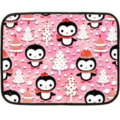 Cute Penguin Pattern Two Sides Fleece Blanket (mini)