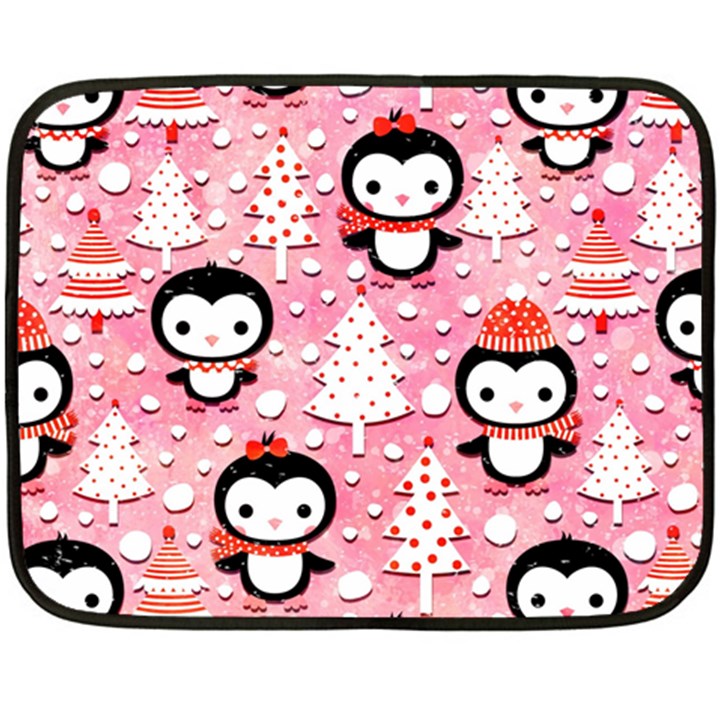 Cute Penguin Pattern Two Sides Fleece Blanket (Mini)