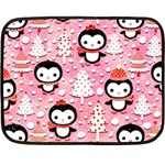 Cute Penguin Pattern Two Sides Fleece Blanket (Mini) 35 x27  Blanket Back