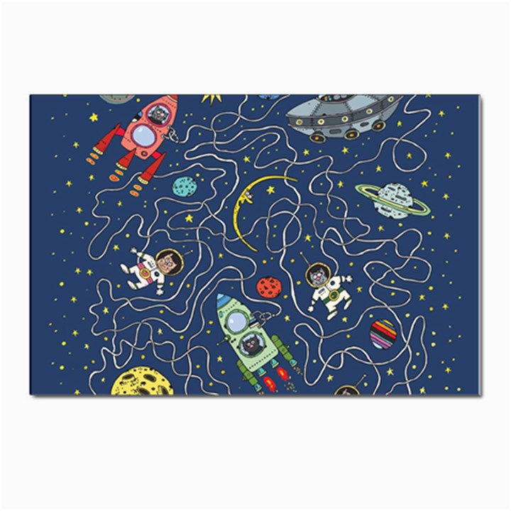 Cat Space Astronaut Rocket Maze Postcard 4 x 6  (Pkg of 10)
