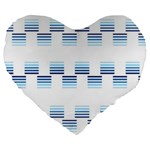 Geometric Pulse Print Design Large 19  Premium Flano Heart Shape Cushions