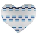 Geometric Pulse Print Design Large 19  Premium Flano Heart Shape Cushions Back