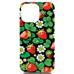 Strawberries Pattern iPhone 14 Pro Max Black UV Print Case