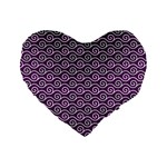 Violet White Pattern Standard 16  Premium Flano Heart Shape Cushions